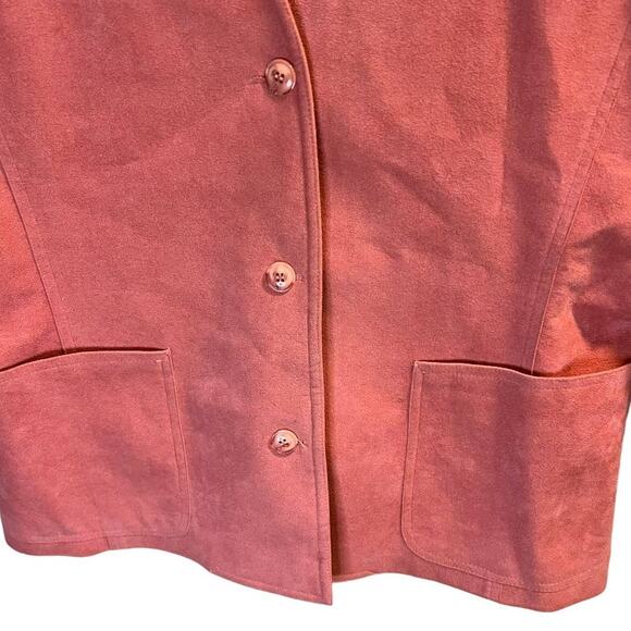 Blassport Vintage Ultra Suede Button Front Blazer Jacket Pink Sz 12 Long Sleeve - Picture 4 of 11